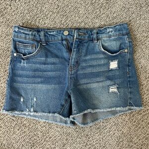 Art Class Blue Jean Shorts with Frayed Hem